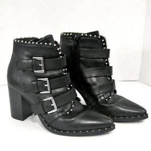STEVE MADDEN HUMBLE BLACK LEATHER  BOOTS